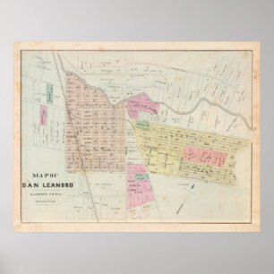 Vintage San Leandro CA Karte (1878) Poster