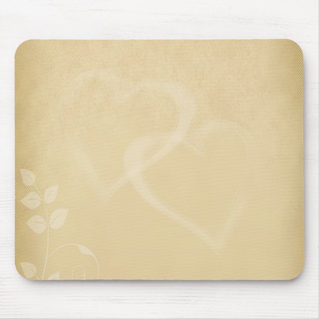 Vintage Sand-Farb-Herzen Mousepad (Vorne)