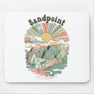 Vintage Sandpoint Idaho Berge Wandern Sonnenunterg Mousepad