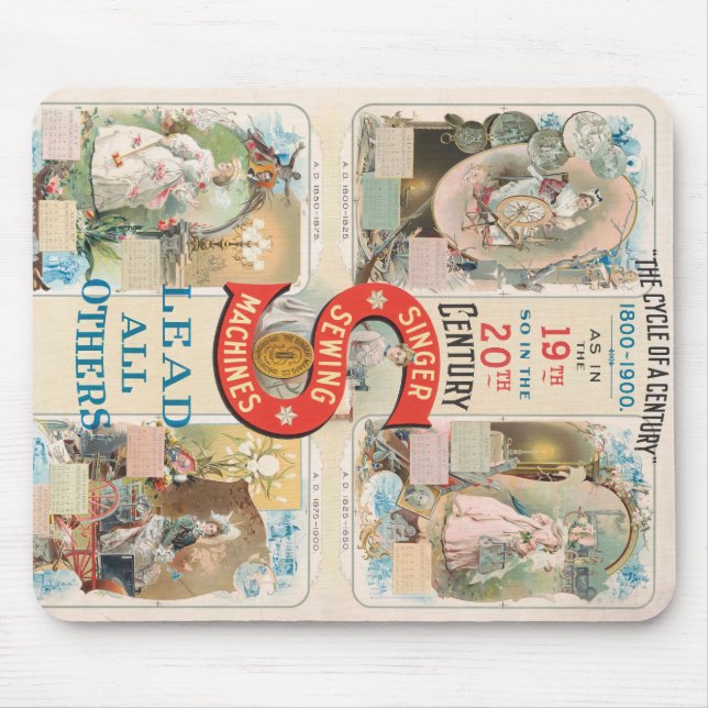 Vintage Sängernähmaschine Mousepad (Vorne)