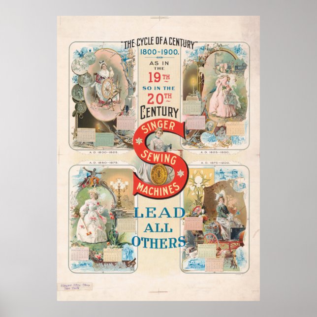 Vintage Sängernähmaschine Poster (Vorne)