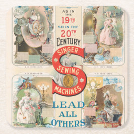 Vintage Sängernähmaschine Rechteckiger Pappuntersetzer