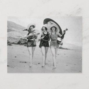 Vintage Sangesstrand Freundinnen Postkarte