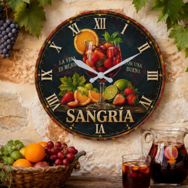 Vintage Sangria  Große Wanduhr (Von Creator hochgeladen)