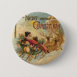 Vintage Sankt in seinem Ren Sleigh Button