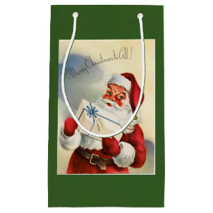 Vintage Sankt mit Geschenk Kleine Geschenktüte