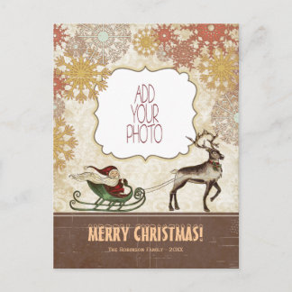 Vintage Sankt u. Ren Feiertagspostkarte