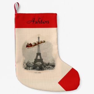 Vintage Sankt über personalisiertem Strumpf Paris Kleiner Weihnachtsstrumpf