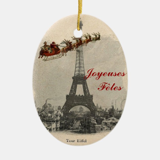 Vintage Sankt über Weihnachtsverzierung Paris Keramikornament (Vorne)