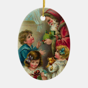 Vintage Sankt-Weihnachtsverzierung Keramikornament