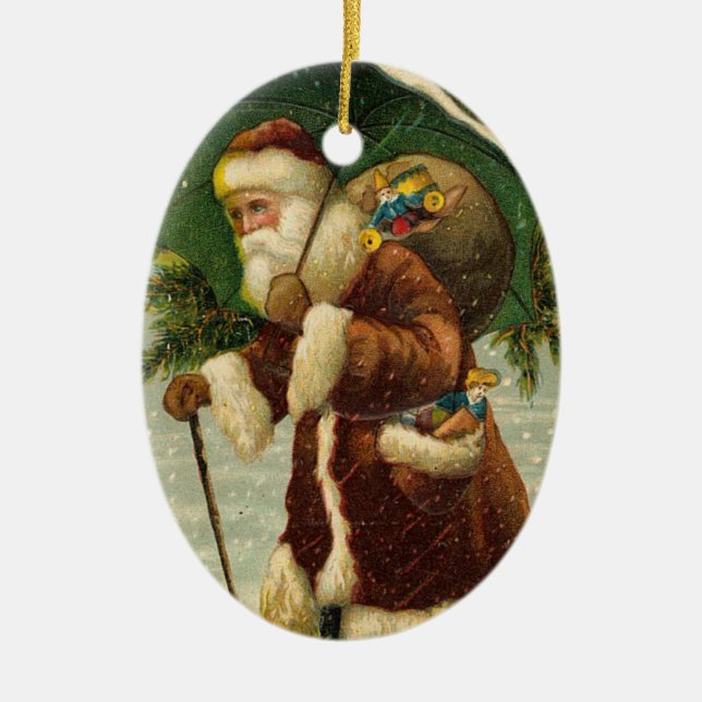 Vintage Sankt-Weihnachtsverzierungen Keramikornament (Vorne)