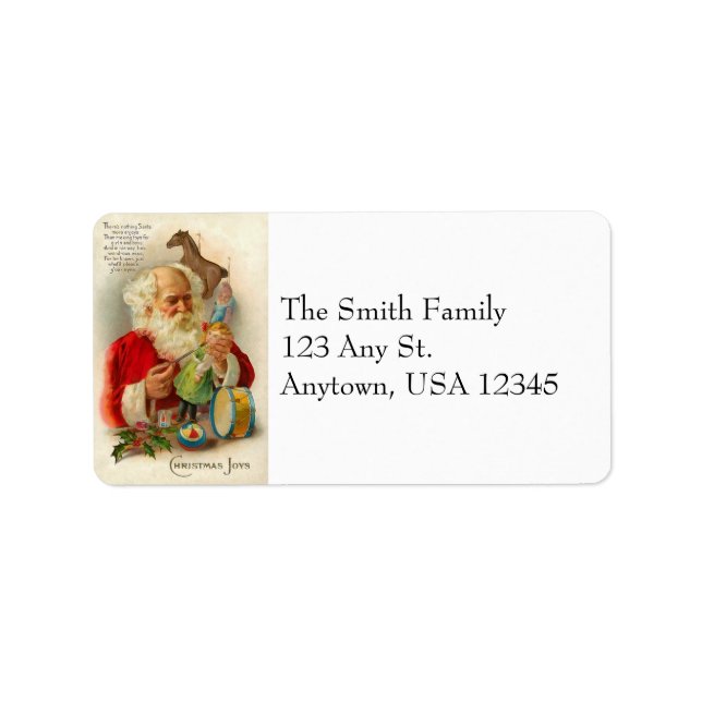 Vintage Santa Address Labels Adressaufkleber (Vorne)