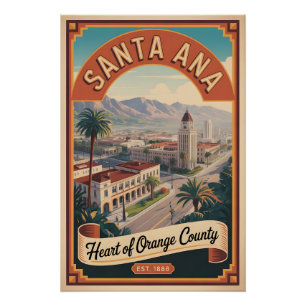 Vintage Santa Ana California Retro-Reise Poster