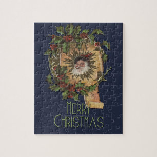 Vintage Santa Antik Weihnachten Stechpalme Puzzle