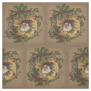 Vintage Santa Antik Weihnachten Stechpalme Stoff