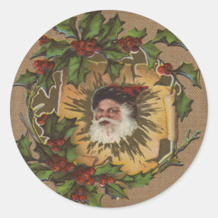 Vintage Santa Antike Christmette Runder Aufkleber