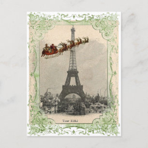 Vintage Santa auf Paris-Weihnachtspostkarte Feiertagspostkarte