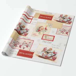 Vintage Santa Baby Postkarten Collage Geschenkpapi Geschenkpapier
