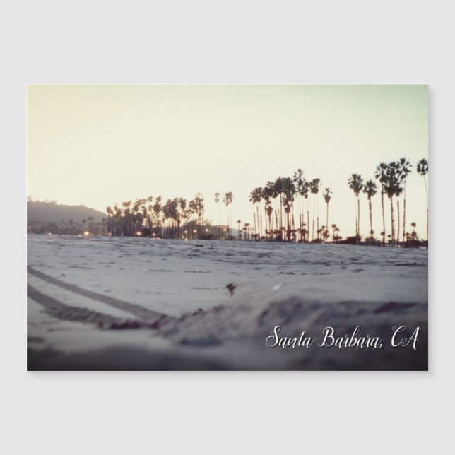 Vintage Santa Barbara Beach Magnetkarte (Vorderseite)