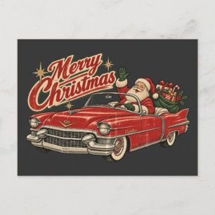 Vintage Santa Cadillac Frohe Weihnachten Retro 50e Postkarte