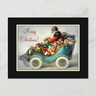 Vintage Santa Car Sleigh -Postcard Feiertagspostkarte