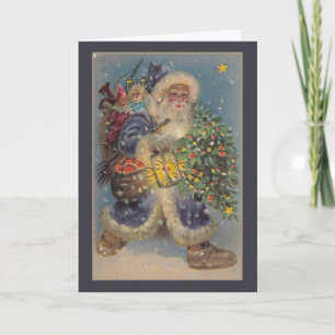 Vintage Santa Christmas Card Feiertagskarte