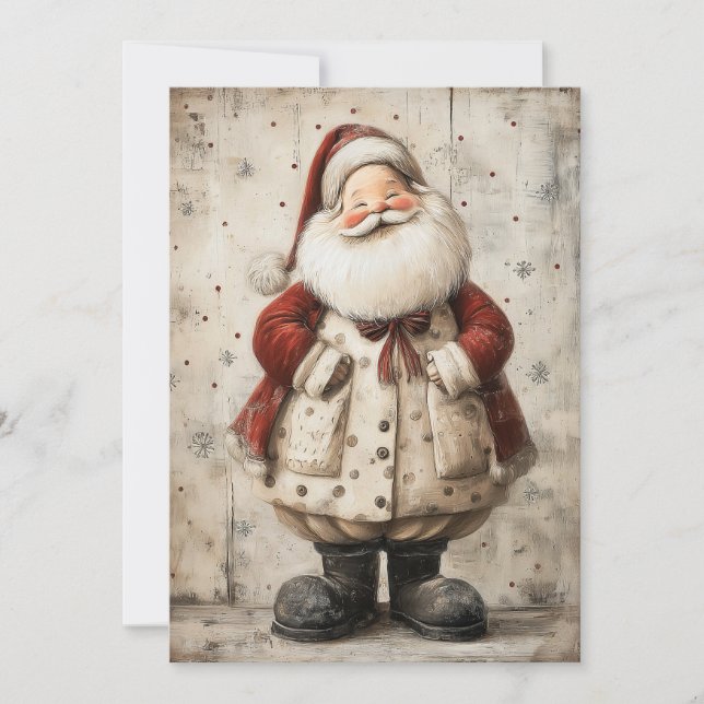 Vintage Santa Christmas Greeting Card Feiertagskarte (Vorderseite)