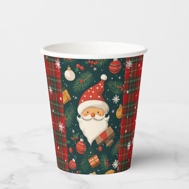 Vintage Santa Christmas Paper Cup Pappbecher (Vorderseite)