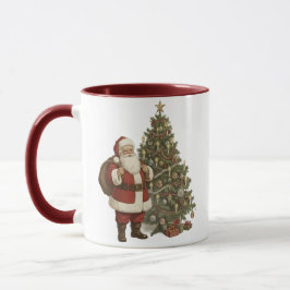 Vintage Santa & Christmas Tree Tasse
