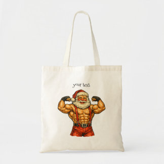 Vintage Santa Claus Bodybuilder Lustiger Weihnacht Tragetasche
