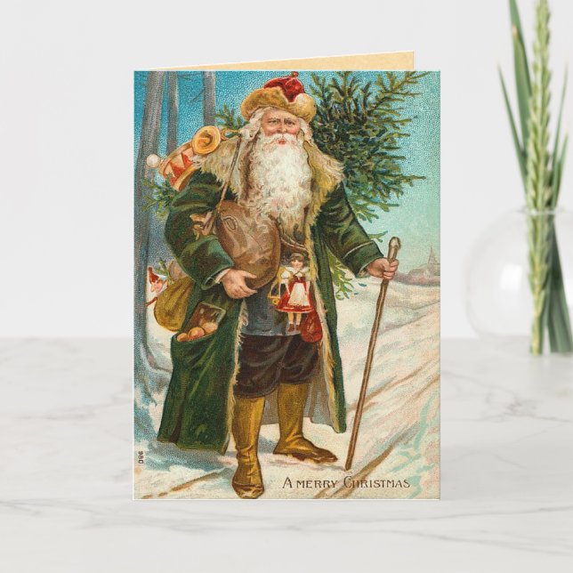 Vintage Santa Claus Card Feiertagskarte (Vorderseite)