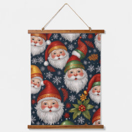Vintage Santa Claus Christmas Collection Wandteppich Mit Holzrahmen