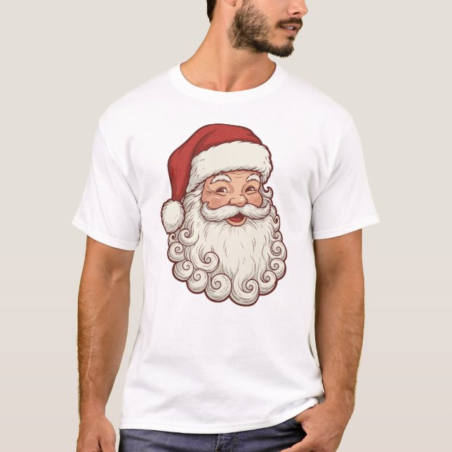 Vintage Santa Claus Face – Classic Christmas tee (Vorderseite)
