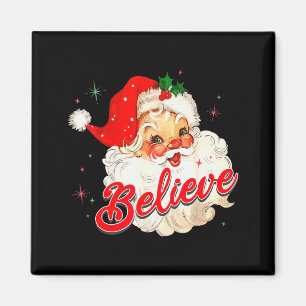 Vintage Santa Claus Glaubt Weihnachten Frauen Jung Magnet