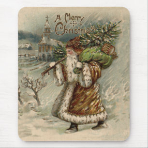 Vintage Santa Claus Kunst Weihnachtsbaum Druck Mousepad