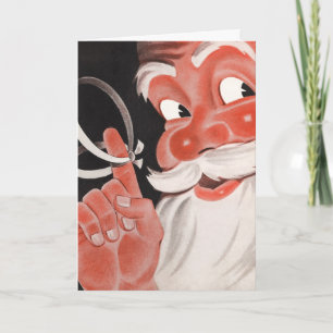 Vintage Santa Claus mit Erinnerungsschnur am Finge Feiertagskarte