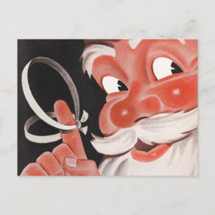 Vintage Santa Claus mit Erinnerungsschnur am Finge Feiertagspostkarte