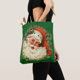 Vintage Santa Claus mit Kiefernkranz