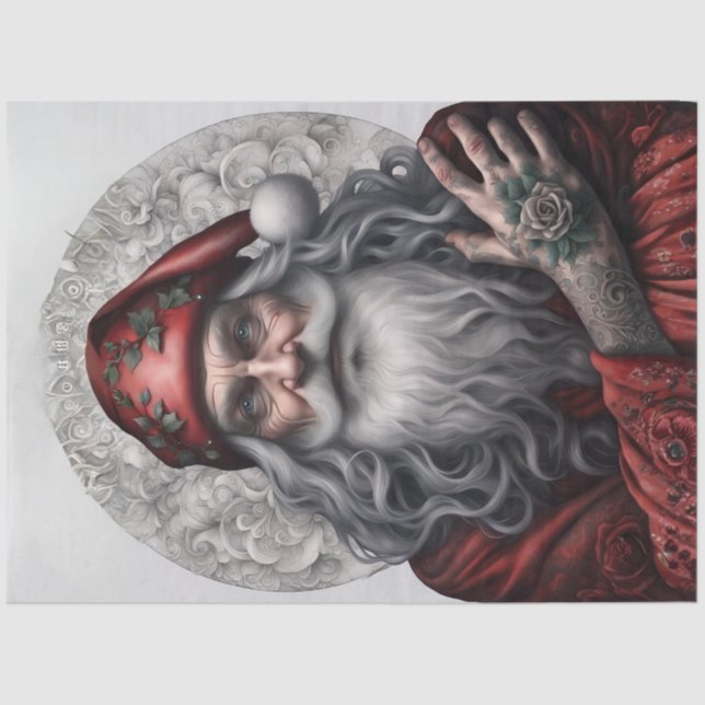 Vintage Santa Claus Portrait Decoupage Paper Seidenpapier (Vorderseite)