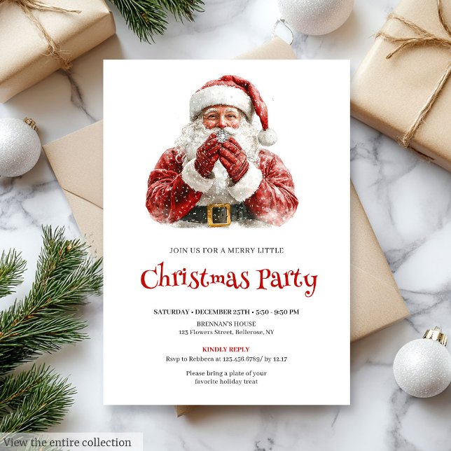 Vintage-Santa-Claus-Schriftart Weihnachtsessen  Einladung (Vintage Santa Claus Script Font Christmas Dinner Invite

)