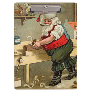Vintage Santa Claus Weihnachtswerkstatt Klemmbrett