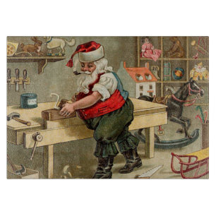 Vintage Santa Claus Weihnachtswerkstatt Schneidebrett