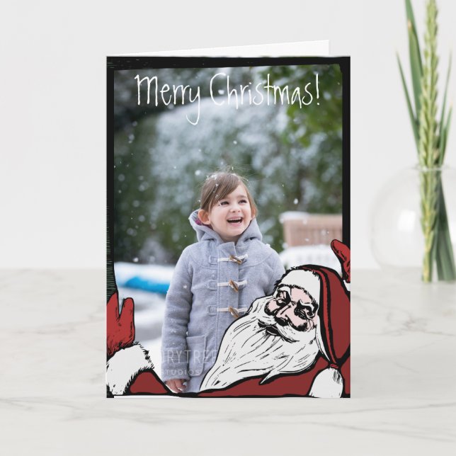 Vintage Santa Custom Grußkarte Feiertagskarte (Vorderseite)