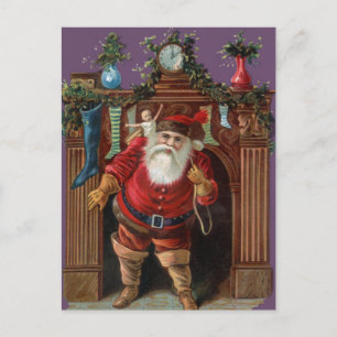 Vintage Santa Delivering Feiertagspostkarte