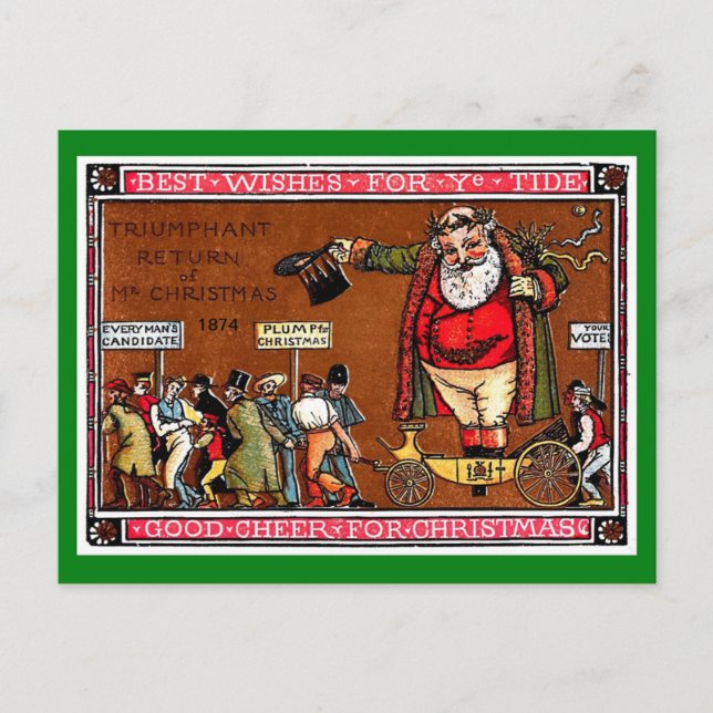 Vintage Santa European 1874 Bildkopie Postkarte (Vorderseite)