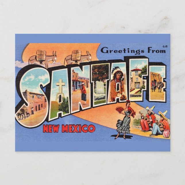 Vintage Santa Fe Postkarte (Vorderseite)