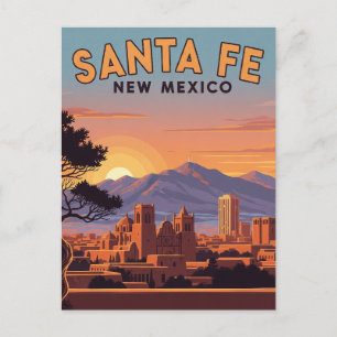 Vintage Santa Fe Skyline New Mexico Reise Postkarte