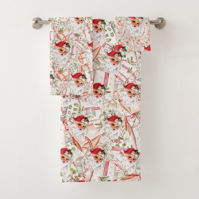 Vintage Santa Fleece Decke Badehandtuch Set (Insitu)