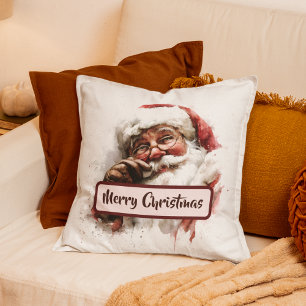 Vintage Santa Foto & Frohe Weihnachten Text Kissen