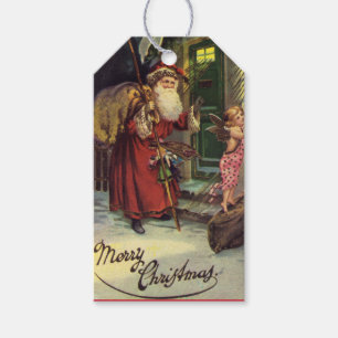 Vintage Santa Frohe Weihnachten Urlaub Geschenkanhänger